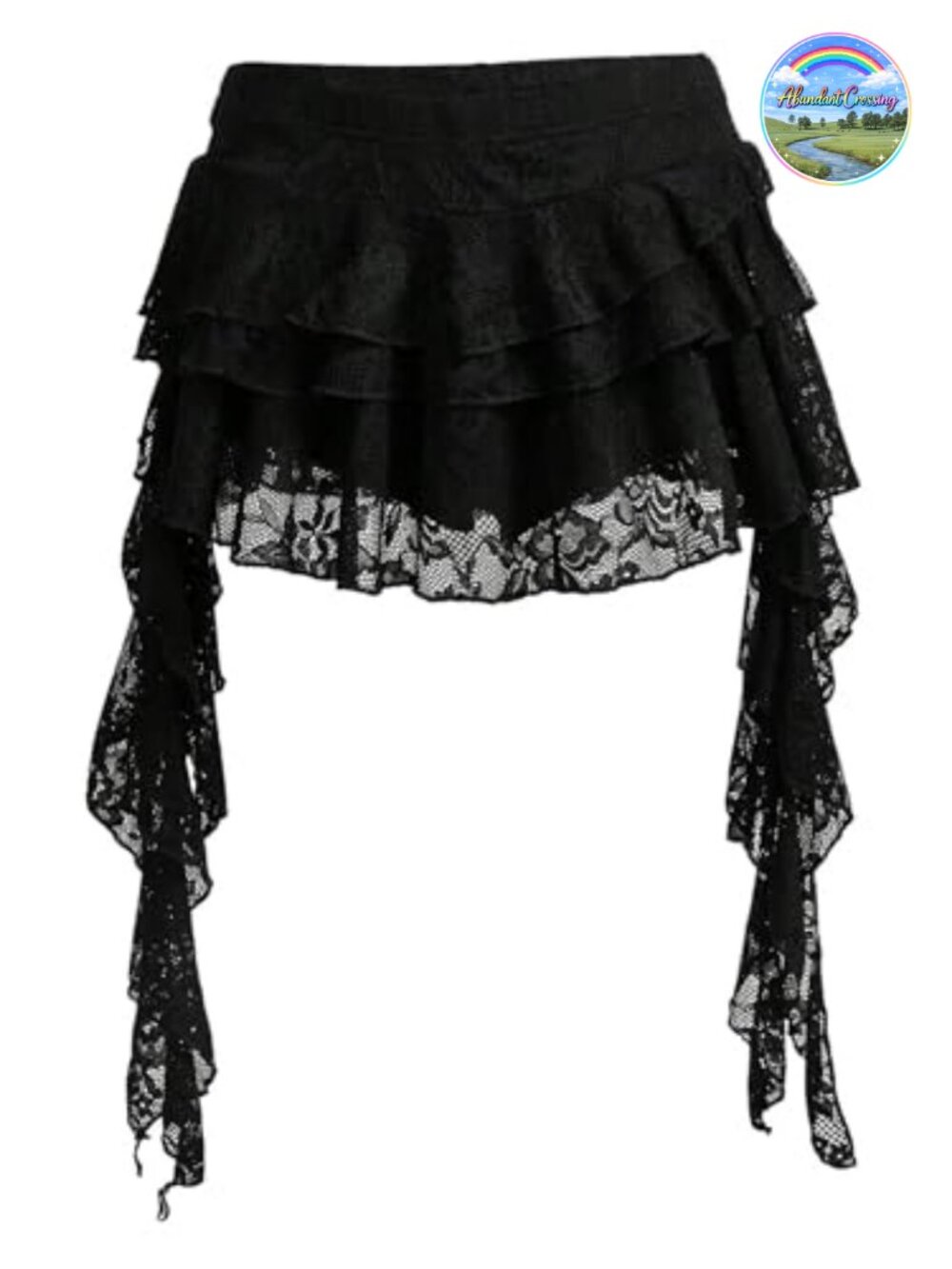 Y2K Ruffle Lace Mesh Asymmetrical Mini Skort - Picture 3 of 6